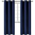 2 panels K68 navy blue color 100 % blackout thermal light blocking drapes for sliding patio window curtain top grommets noise reducing 37 wide X 63 length each panel