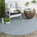 SAFAVIEH Courtyard Morven Chevron Stripes Indoor/Outdoor Area Rug 5 3 x 5 3 Round Navy/Grey