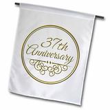 3dRose 37th Anniversary gift - gold text for celebrating wedding anniversaries - 37 years married together - Garden Flag 12 by 18-inch