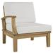 Modern Contemporary Outdoor Patio Teak Left-Arm Sofa White Wood