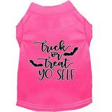 Mirage Pet Trick or Treat Yo Self Screen Print Dog Shirt Bright Pink Lg