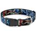 Marvel Comics Pet Collar Dog Collar Plastic Buckle Avengers Thor Hammer Action Pose Galaxy Blues White 15 to 24 Inches 1.0 Inch Wide