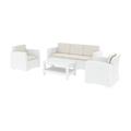 Compamia Monaco 4 Piece Outdoor Sofa Set in White with Cushion