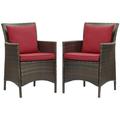 Conduit Outdoor Patio Wicker Rattan Dining Armchair Set of 2 Brown Red