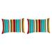 Jordan Manufacturing 12 x 18 Covert Fiesta Multicolor Stripe Rectangular Outdoor Lumbar Throw Pillow (2 Pack)