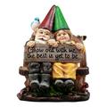 Ebros Whimsical Mr & Mrs Gnome Sitting On Rustic Chair With Blue Bird Statue Grow Old With Me Guest Greeter Patio