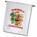 3dRose Island Christmas design of a tiki statue palm trees and Santa hat. - Garden Flag 12 by 18-inch