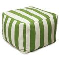 Majestic Home Goods Indoor Outdoor Treated Polyester Sage Vertical Stripe Ottoman Pouf