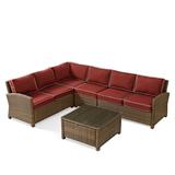 Crosley Furniture Bradenton 5 Piece Fabric Patio Sectional Set in Sangria Red