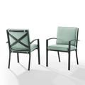Crosley Furniture Kaplan Outdoor Fabric Dining Chair Set in Green (Set of 2)