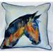 Betsy Drake ZP090 Blue Horse Indoor & Outdoor Throw Pillow- 22 x 22 in.