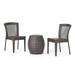GDF Studio Avalon Outdoor Wicker 3 Piece Stacking Chair Chat Set Multibrown