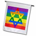 3dRose Print of Jewish Star Over Gay Pride Colors - Garden Flag 12 by 18-inch