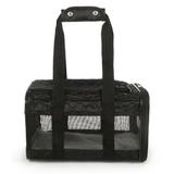 Sherpa Original Deluxe Lattice Stitch Travel Bag Pet Carrier Airline Approved & Guaranteed-On-Board - Mesh Panels & Spring Frame Locking Safety Zippers Machine Washable Liner - Black Small
