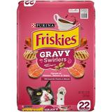 Purina Friskies Gravy Swirlers Dry Cat Food for Adult Cats & Kittens Chicken & Salmon 22 lb Bag