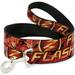 DC Comics Pet Leash Dog Leash The Flash Logo Poses Black Red Gold 4 Feet Long 1.0 Inch Wide