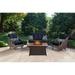 Hanover Ventura 4-Piece Fire Pit Lounge Set with Faux-Stone Tile Top