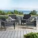 Contemporary Home Living Set of 4 Charcoal Gray Contemporary Outdoor Patio Club Chairs 31.75