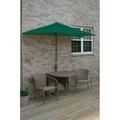 Blue Star Group Terrace Mates Adena All-Weather Wicker Coffee Color Table Set w/ 7.5 -Wide OFF-THE-WALL BRELLA - Green Olefin Canopy