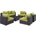 Modern Contemporary Urban Design Outdoor Patio Balcony Seven PCS Sectional Sofa Set Green Rattan