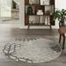 Nourison Aloha Indoor/Outdoor Tropical Floral Silver Grey 4 x round Area Rug (4 Round)