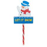 Northlight 28.5 Lighted Snowman LET IT SNOW Christmas Lawn Stake - Clear Lights