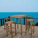 Amazonia Ares Bar Table Set With 4 Texas Teak Wood Barstools Brown