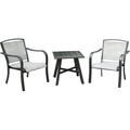 Hanover Foxhill 3-Piece Commercial-Grade Patio Seating Set with 2 Sling Lounge Chairs and a 22 Square Slat-Top Side Table