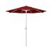 California Umbrella 7.5 Ft. Octagonal Aluminum Push Button Tilt Patio Umbrella W/ Crank Lift & Aluminum Ribs - Matted White Frame / Sunbrella Canvas Jockey Red Canopy