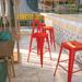 Emma + Oliver Commercial Grade 30 H Backless Red Metal Indoor-Outdoor Barstool Square