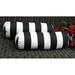 Set of 2 In/Outdoor Neckroll Decorative Pillows- White & Black Stripe- 20 x 6