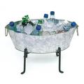 Achla C-52-S1 Embossed Oval Tub with Folding Stand Galvanized Steel & Black