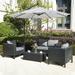 4 - Piece Outdoor Patio Modern Conversation Sofa Set with Back Cushions Black / Gray