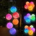 LED Solar Wind Chime Solar Powered Color Changing Wind Chime Waterproof Outdoor Decorative Light for Patio Garden Festival (Crystal Ball)