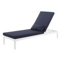 Modern Contemporary Urban Design Outdoor Patio Balcony Garden Furniture Lounge Chair Chaise Fabric Aluminium White Navy