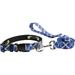 Moose Pet Wear Dog Collar Leash Set - Plaid Matching Dog Collar and Lead Made in The USA - 1 Inch Wide Adjusts to 11.5-17.5 Inches Medium Blue Plaid