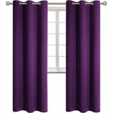 2 panels K68 purple color 100 % blackout thermal light blocking drapes for sliding patio window curtain top grommets noise reducing 37 wide X 63 length each panel