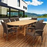 International Home Amazonia Teak 9 Piece Extendable Patio Dining Set