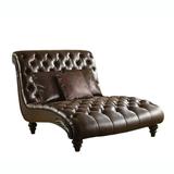 52 X 70 X 45 2Tone Brown Pu Upholstery Wood Chaise W3Pillows