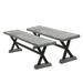 GDF Studio Grayson Outdoor Lightweight Concrete Cross Frame Dining Benches Set of 2 Gray