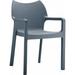 Siesta ISP028-DGR Diva Resin Outdoor Dining Arm Chair Dark Gray - set of 2