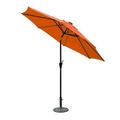 9 ft. Aluminum Umbrella with Crank & Solar Guide Tubes - Brown Pole & Orange Fabric