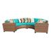 Bowery Hill 4 Piece Coastal Wicker/Fabric Outdoor Sofa Set in Aruba Blue