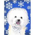 11 x 15 in. Bichon Frise Winter Snowflakes Holiday Garden Size Flag