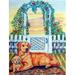 11 x 15 in. Golden Retriever with Puppy at the Gate Garden Size Flag