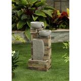 28.75 Brown and Gray Contemporary Brick Wall Outdoor Water Fountain