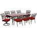 Hanover Traditions 9-Piece Outdoor Dining Set with Glass-Top Table 2 Swivel Rockers and 6 Stationary Chairs