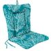 Jordan Manufacturing 38 x 21 Seacoral Turquoise Nautical Rectangular Outdoor Wrought Iron Chair Cushion with Ties and Hanger Loop