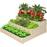 SUNCROWN 3 Tier 4x4FT Wood Raised Garden Bed Elevated Planter Box