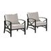 Crosley Furniture Kaplan Metal Fabric Arm Chair in Oil Bronze/Oatmeal (Set of 2)